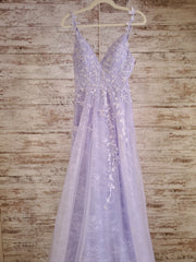 LAVENDER/FLORAL A LINE GOWN