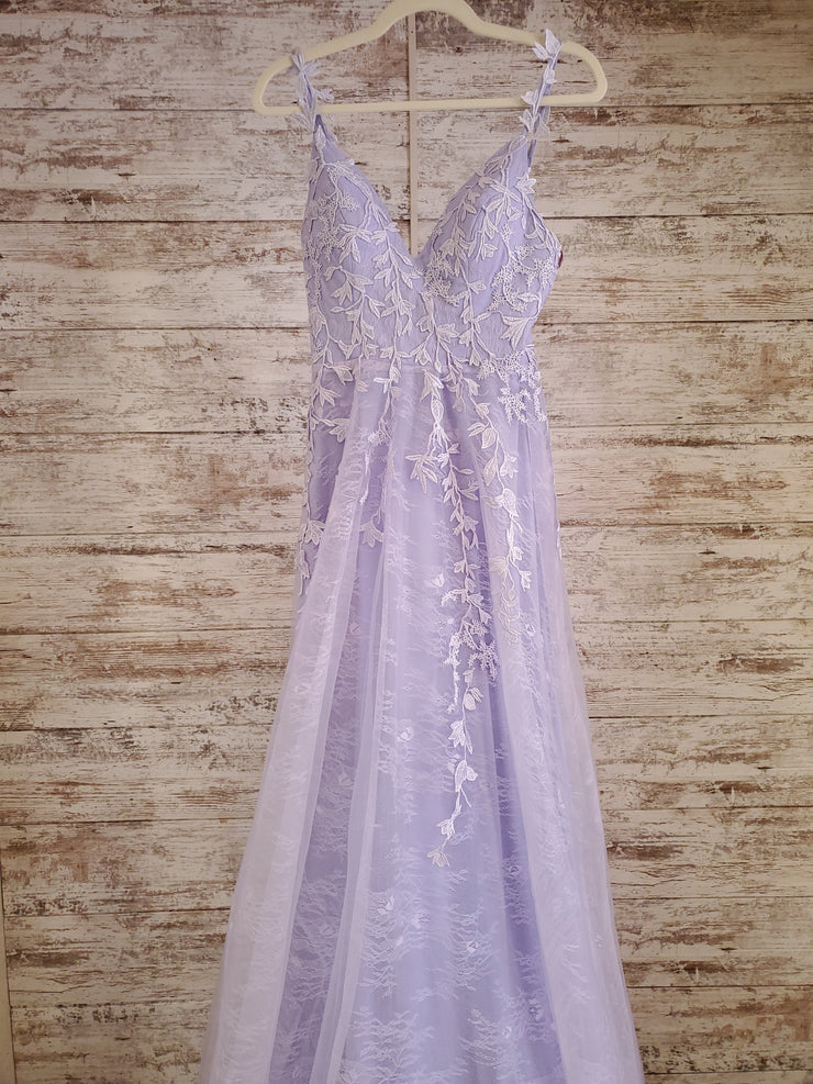 LAVENDER/FLORAL A LINE GOWN