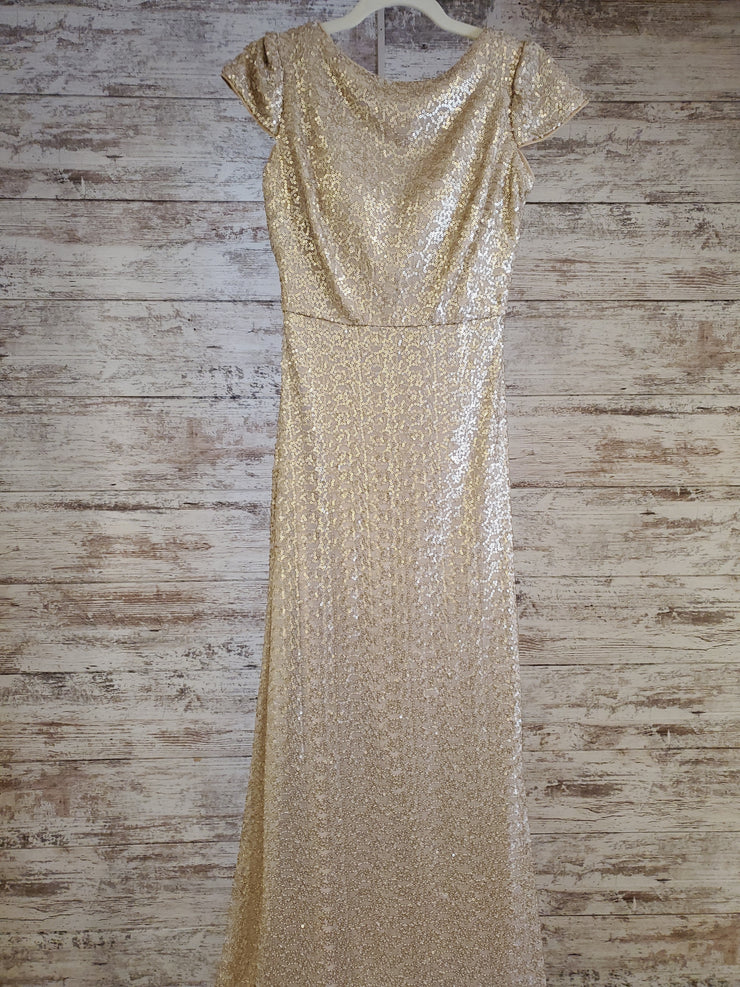 GOLD SEQUIN LONG EVENING GOWN