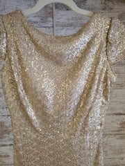 GOLD SEQUIN LONG EVENING GOWN