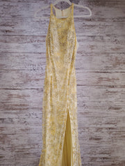YELLOW BEADED EVENING GOWN