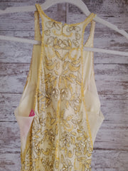 YELLOW BEADED EVENING GOWN