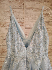 BLUE FLORAL A LINE GOWN