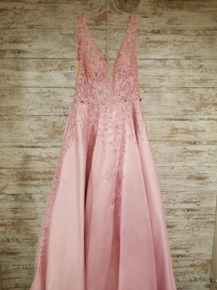 PINK FLORAL A LINE GOWN