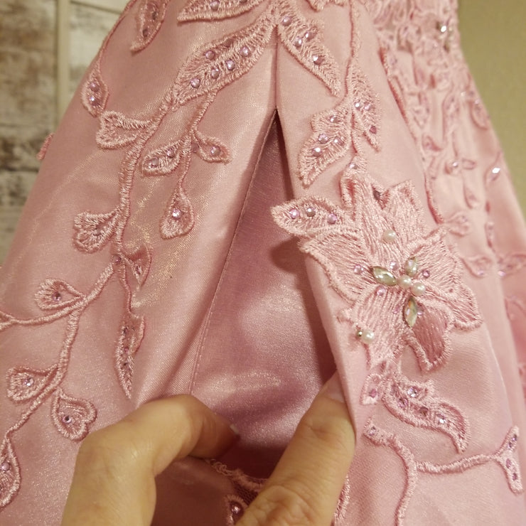 PINK FLORAL A LINE GOWN