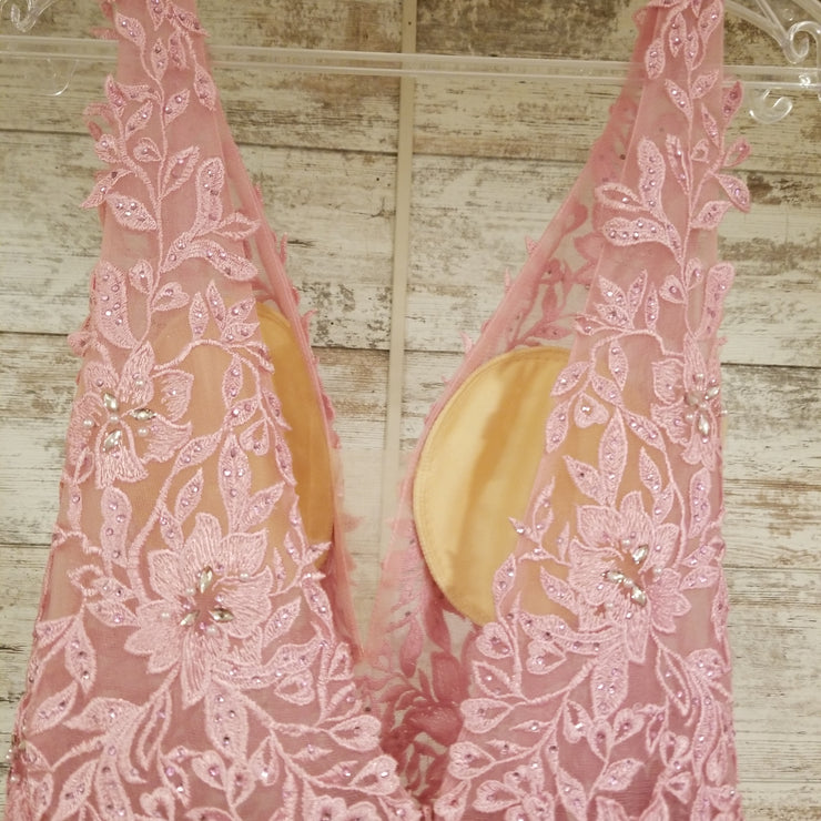 PINK FLORAL A LINE GOWN