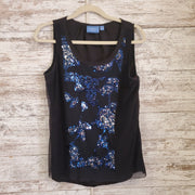BLACK/BLUE SLEEVELESS TOP