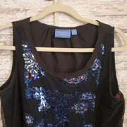 BLACK/BLUE SLEEVELESS TOP