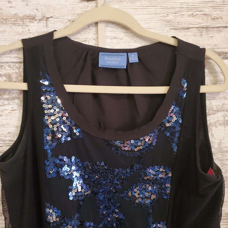 BLACK/BLUE SLEEVELESS TOP