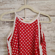 RED WHITE DOTS SLEEVELESS TOP