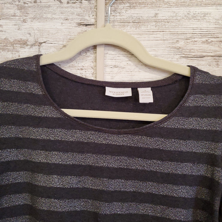 SILVER/BLACK STRIPED TOP