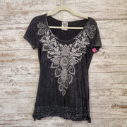 GRAY/BLACK SHORT SLEEVE TOP