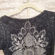 GRAY/BLACK SHORT SLEEVE TOP