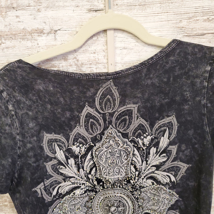 GRAY/BLACK SHORT SLEEVE TOP