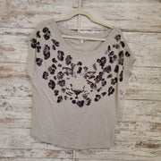 GRAY W/BLACK SEQUINS TOP