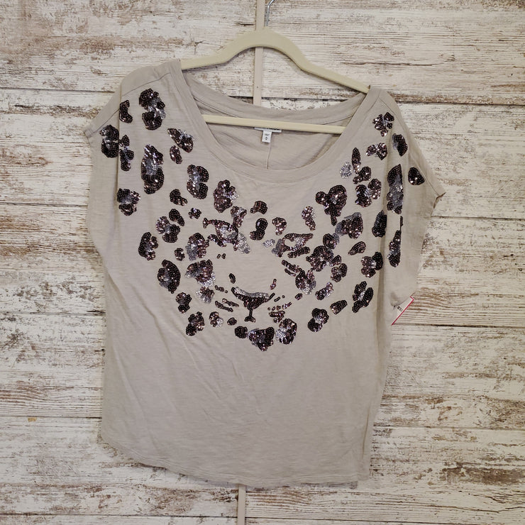 GRAY W/BLACK SEQUINS TOP