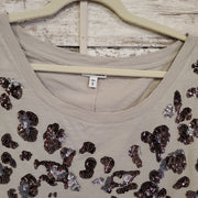 GRAY W/BLACK SEQUINS TOP