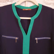 NAVY/GREEN LONG SLEEVE TOP