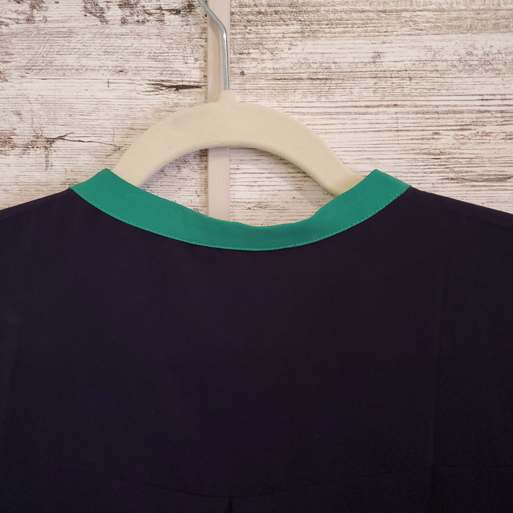 NAVY/GREEN LONG SLEEVE TOP