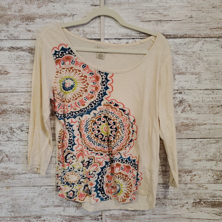IVORY/COLORFUL LONG SLEEVE TOP
