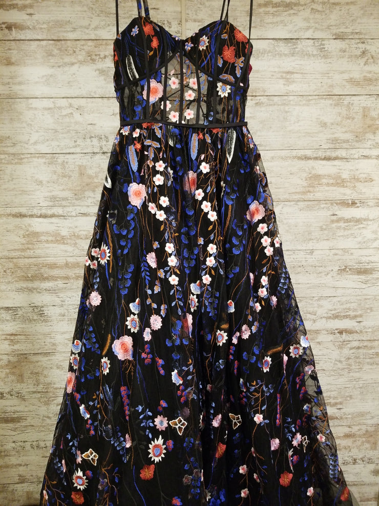 COLORFUL FLORAL A LINE GOWN