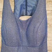BLUE SPARKLY A LINE GOWN