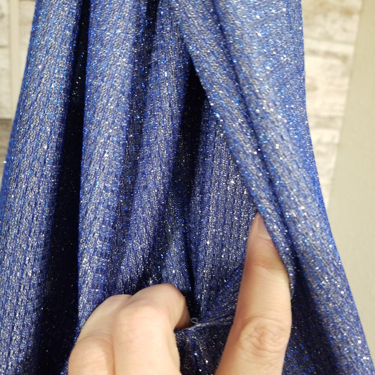 BLUE SPARKLY A LINE GOWN