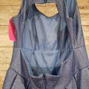 BLUE SPARKLY A LINE GOWN