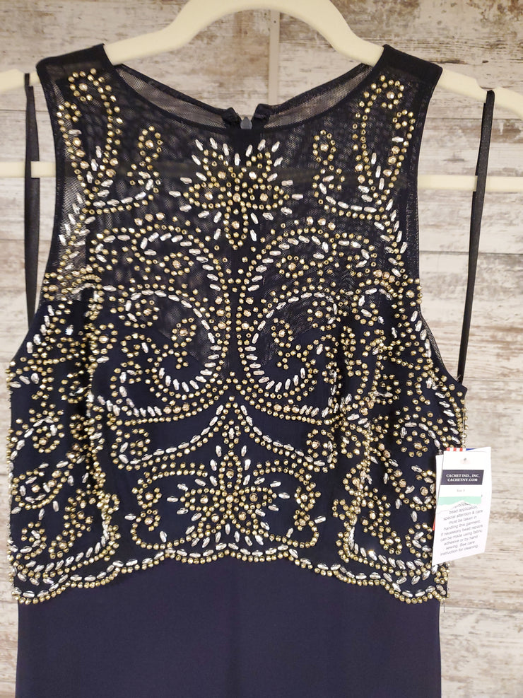 NAVY/GOLD LONG DRESS (NEW)