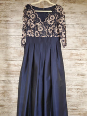 NAVY/TAN A LINE GOWN