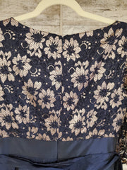 NAVY/TAN A LINE GOWN