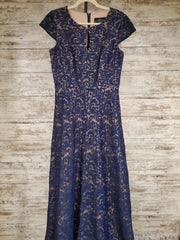 NAVY/TAN A LINE GOWN