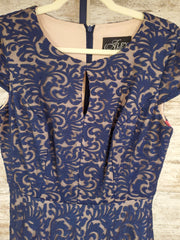 NAVY/TAN A LINE GOWN