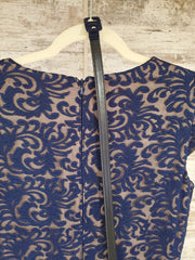 NAVY/TAN A LINE GOWN