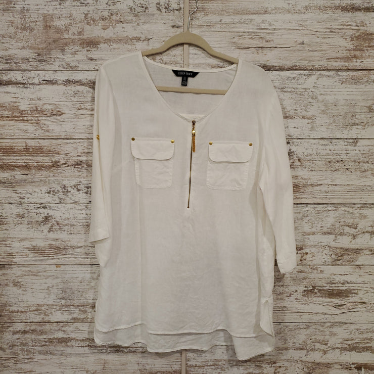 WHITE 100% LINEN TOP