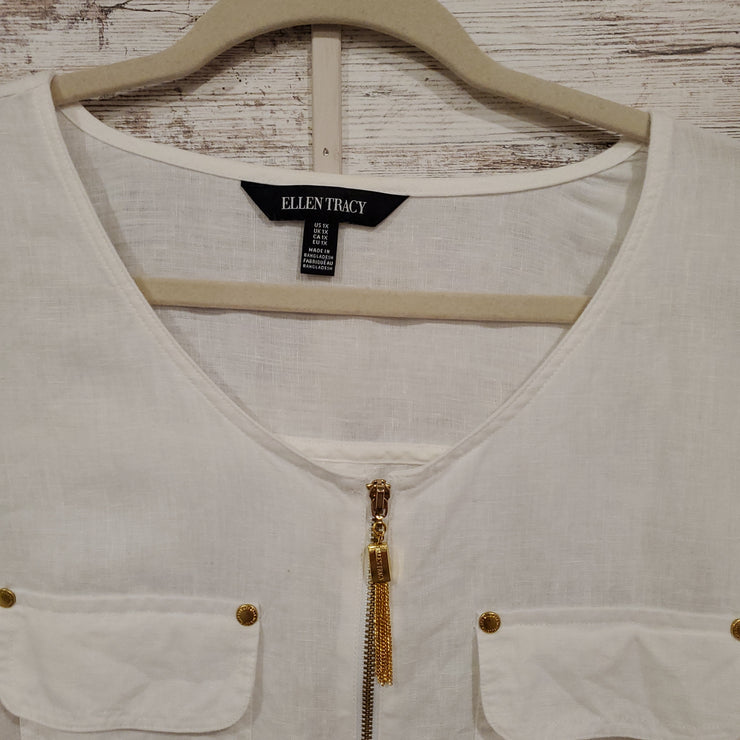 WHITE 100% LINEN TOP