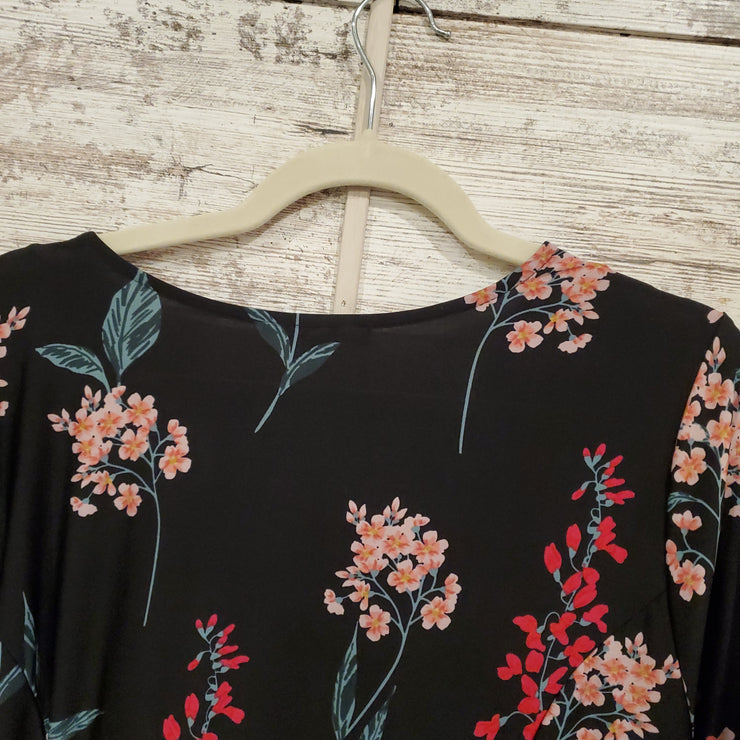 BLACK FLORAL SHORT DRESS (NEW)
