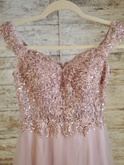 PINK/BLUSH A LINE GOWN