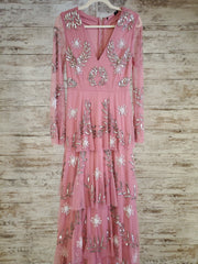 PINK FLORAL A LINE GOWN