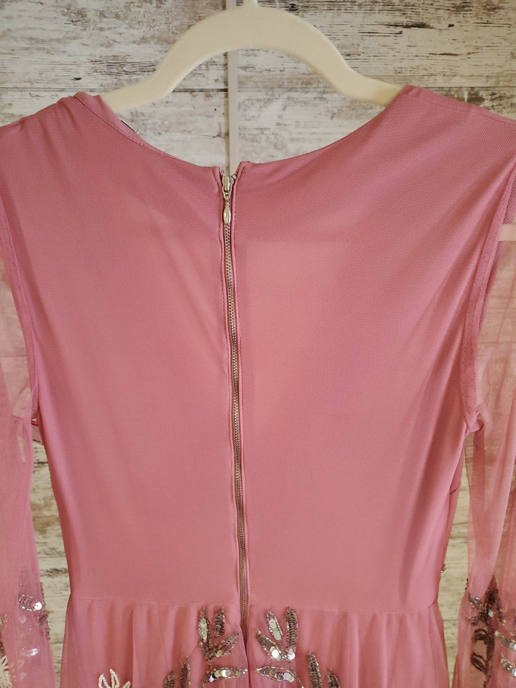 PINK FLORAL A LINE GOWN