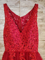 RED FLORAL A LINE GOWN