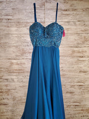 TURQUOISE LONG EVENING GOWN