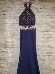 NAVY 2 PC. LONG DRESS SET