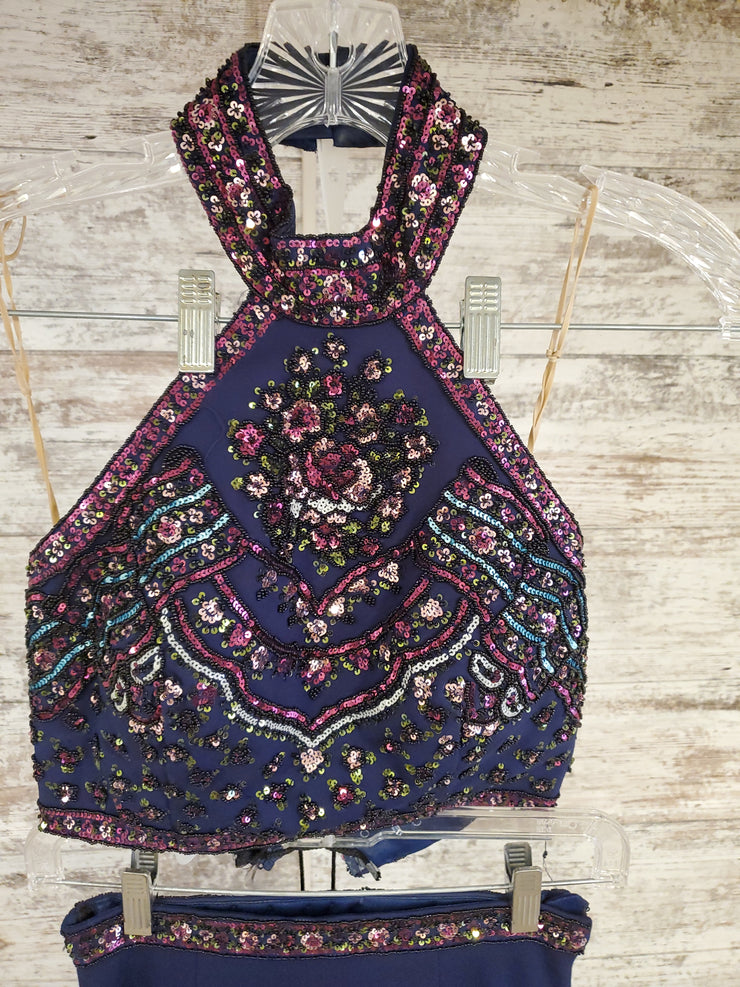 NAVY 2 PC. LONG DRESS SET