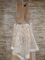 WHITE/TAN 2 PC. GOWN SET