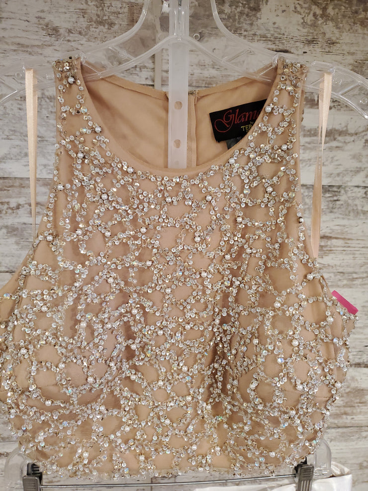 WHITE/TAN 2 PC. GOWN SET