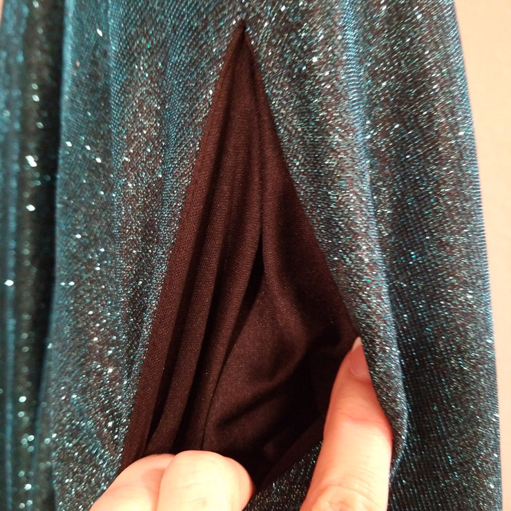 TEAL SPARKLY A LINE GOWN (NEW)