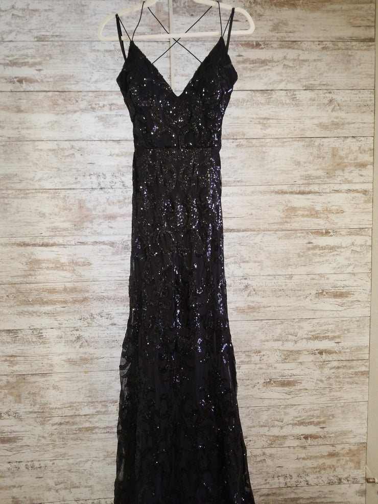 BLACK SPARKLY LONG EVENING GOW
