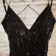 BLACK SPARKLY LONG EVENING GOW