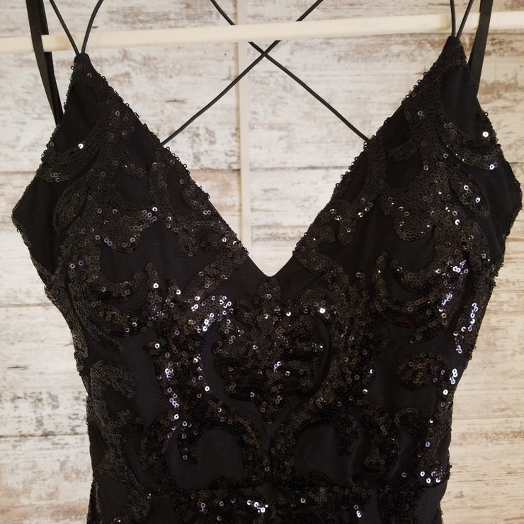 BLACK SPARKLY LONG EVENING GOW